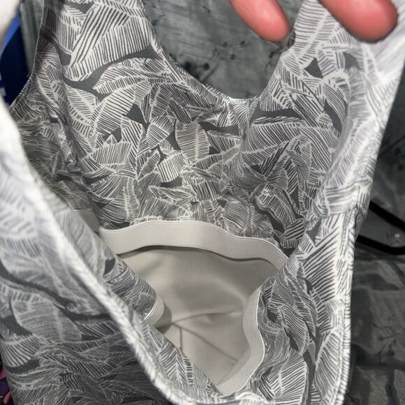 Marika Sport Racerback Dress Large Shelf Bra Athletic Grey Palm Leaf Tropical - Picture 4 of 6